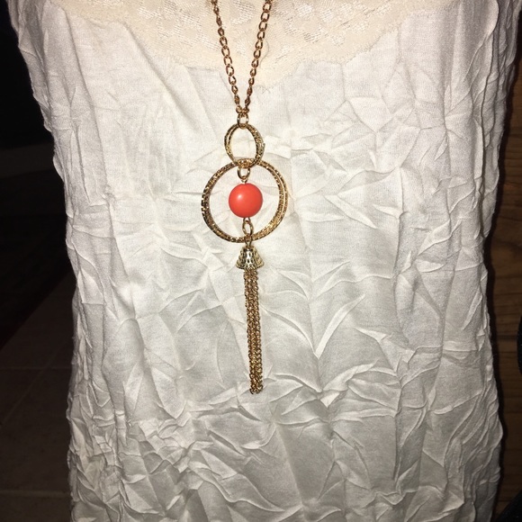 Long Gold Chaim w/ orange accent NWT - Picture 5 of 6